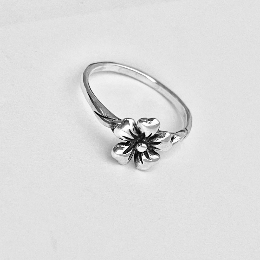 Sterling Silver 5 Heart Patels Flower Ring, Silver Rings, Flowers, Floral Ring - Picture 7 of 13